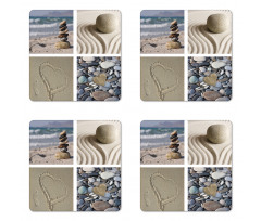 Sand and Pebbles Collage Coaster Set Of Four