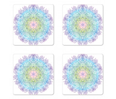 Metatron Cube on a Mandala Coaster Set Of Four