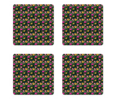 Full Blossom Hibiscus Motif Coaster Set Of Four