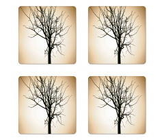 Barren Tree on Ombre Coaster Set Of Four