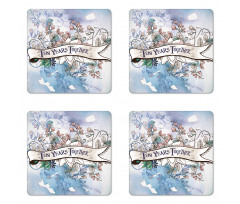 10 Years Floral Art Coaster Set Of Four