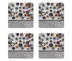 Several Wall Watches Photo Coaster Set Of Four