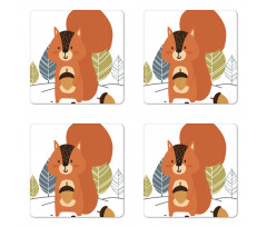 Woodland Trees and Animal Coaster Set Of Four