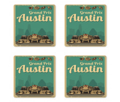 Grand Prix Texas Racing Car Coaster Set Of Four