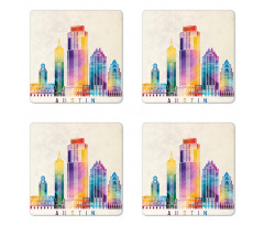 Outlined Monuments Skylines Coaster Set Of Four