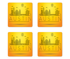 Minimal Texas Linear Skyline Coaster Set Of Four