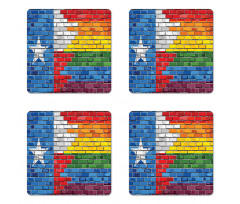 Brick Wall Grungy Texas Town Coaster Set Of Four