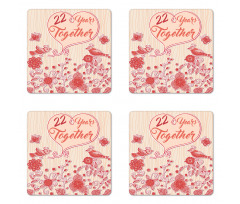22 Years Together Birds Coaster Set Of Four