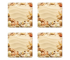 Blurry Ocean Seashells Sandy Coaster Set Of Four