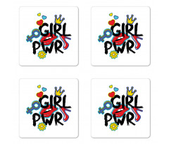 Girl Power with a Crown Coaster Set Of Four