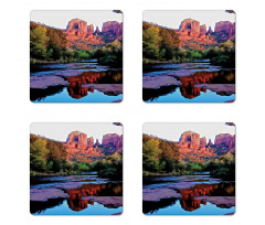 Majestic Cliffs Dawn Photo Coaster Set Of Four