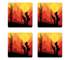 Cactus Silhouettes at Dusk Coaster Set Of Four