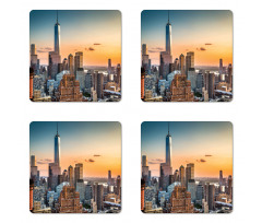 Sunset Manhattan Skyline Coaster Set Of Four