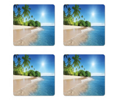 Suuny Ocean Palm Trees Coaster Set Of Four