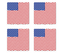 Country Flag with Zigzag Lines Coaster Set Of Four