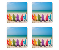 Colorful Wooden Deckchairs Coaster Set Of Four