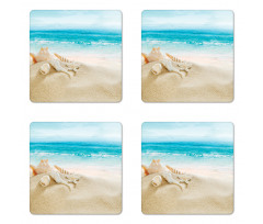 Pastel Beach Scene Coaster Set Of Four