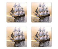 Ship Sailing on Ocean Coaster Set Of Four