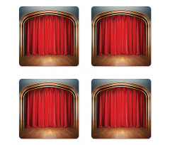 Stage with Classic Curtains Coaster Set Of Four