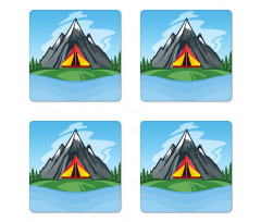 Camping Cartoon Coaster Set Of Four