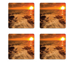 Ocean with Rocks at Sunset Coaster Set Of Four