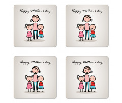 Cartoon Son and Daughter Coaster Set Of Four