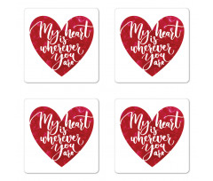 My Heart is Wherever You are Coaster Set Of Four