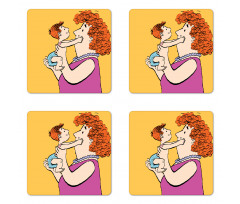 Woman with Her Grandkid Coaster Set Of Four