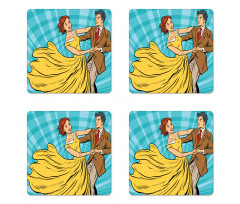 Dancing Romantic Retro Couple Coaster Set Of Four