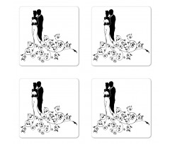 Bride and Groom Abstract Art Coaster Set Of Four