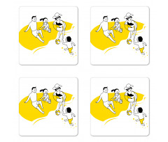 Happy Family at the Beach Coaster Set Of Four