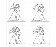 Kissing Romantic Couple Sketch Coaster Set Of Four