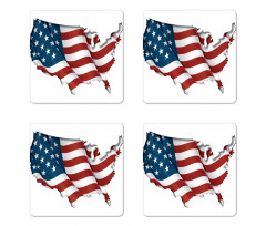 Patriotic Waving USA Flag Coaster Set Of Four