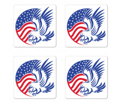 American Bald Eagle Flag Coaster Set Of Four