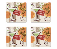 Retro Happy Hour Coaster Set Of Four