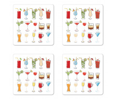 Alcoholic Drinks Art Coaster Set Of Four