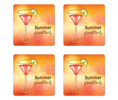 Martini Glass Lime Coaster Set Of Four