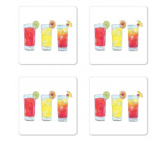 Watercolor Cocktails Coaster Set Of Four