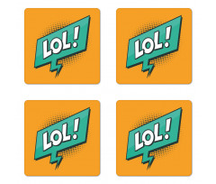 Retro Text with Speech Bubble Coaster Set Of Four