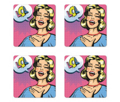 Laughing Woman with Closed Eyes Coaster Set Of Four