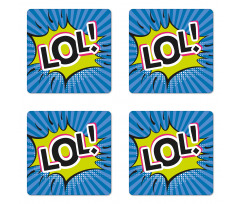 Speech Bubble Halftone Stripes Coaster Set Of Four