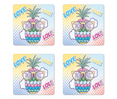 Pineapple Sunglasses Love Cool Coaster Set Of Four