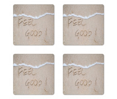 Text on Sand Beach Summer Coaster Set Of Four