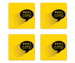 Speech Bubble on Yellow Coaster Set Of Four