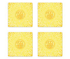 Text Radially Sunbeams Coaster Set Of Four