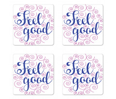 Phrase with Pink Circles Coaster Set Of Four