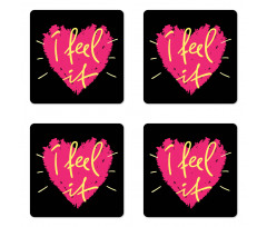 Pink Heart Shape Valentines Coaster Set Of Four