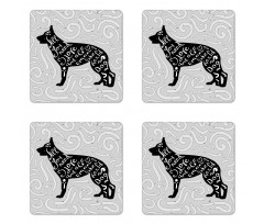 German Shepherd Dog Doodle Coaster Set Of Four