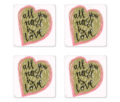 Valentines Day Sketch Art Coaster Set Of Four