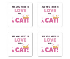 Retro Letters Kitten Coaster Set Of Four